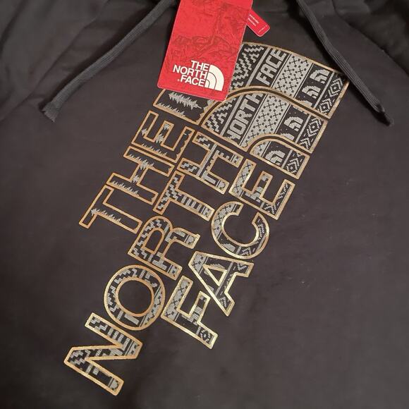 Woman’s Black 2017 North Face Large W Foil Jumbo Logo Hoodie W Pocket NWT READ - Picture 7 of 16